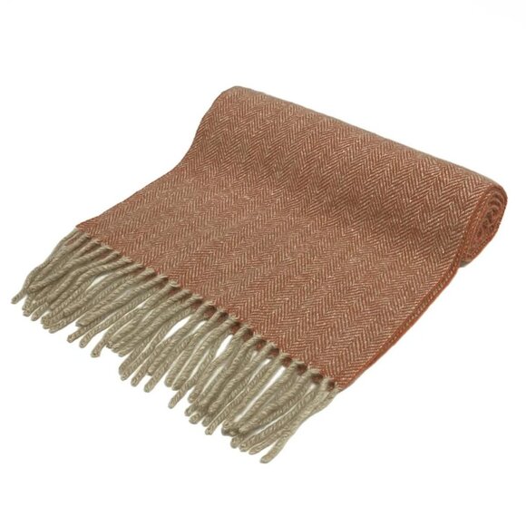 Auth Salvatore Ferragamo - Orange Cream Cashmere Scarf - Picture 1 of 7